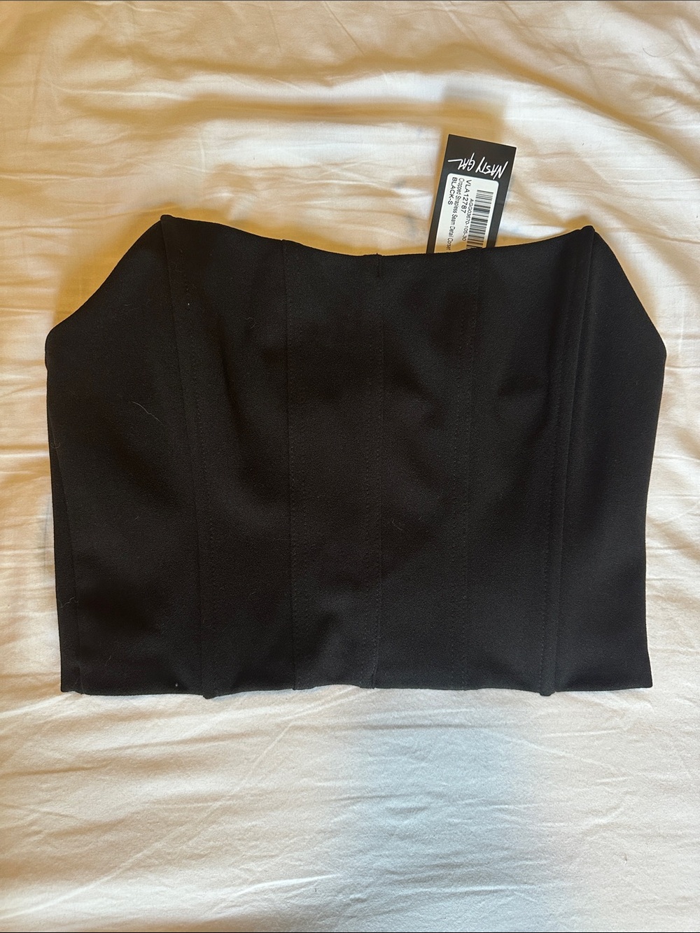 💜 3/30 Nasty Gal Black Strapless Corset Crop Top